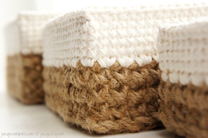 Square Jute and Cotton Stacking Baskets | jakigu.com crochet pattern